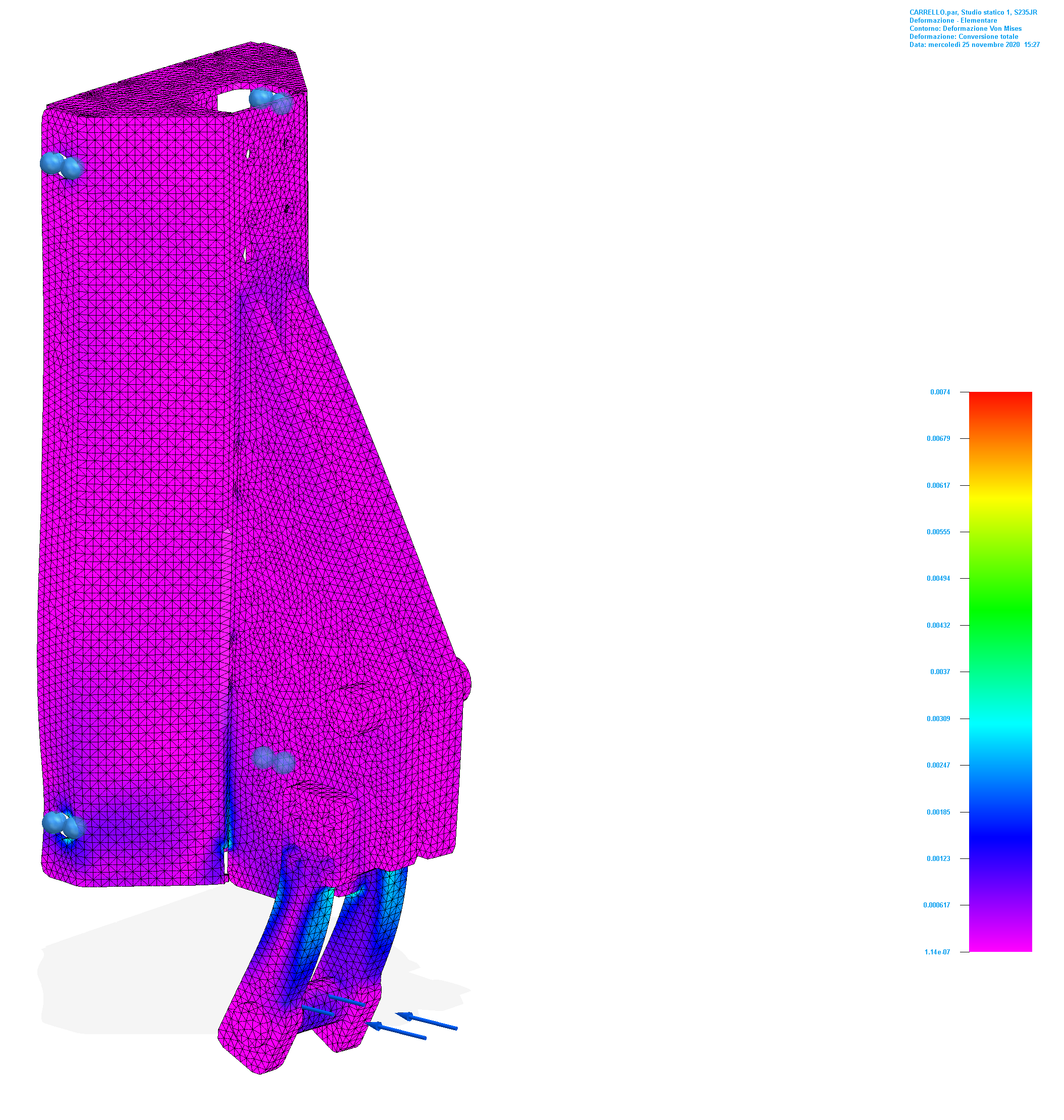 analisi strutturale (fem) forcella Studio Ferracini Vicenza