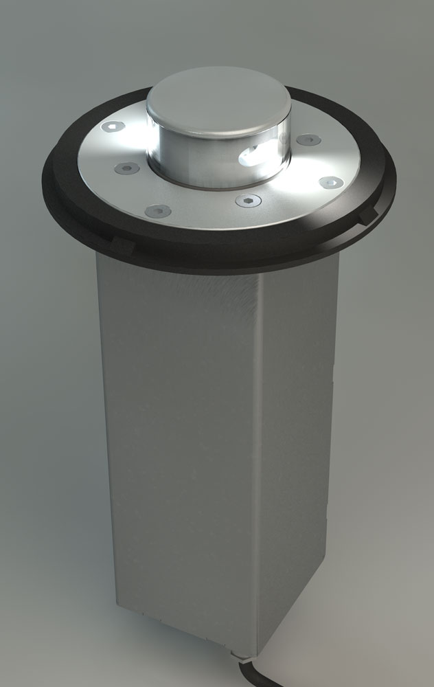 Faretto LED acceso Studio Ferracini Vicenza - progettazione meccanica