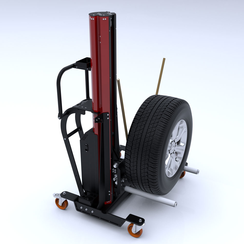 disegno e rendering 3D per sollevatore per pneumatici Studio Ferracini Vicenza - progettazione meccanica